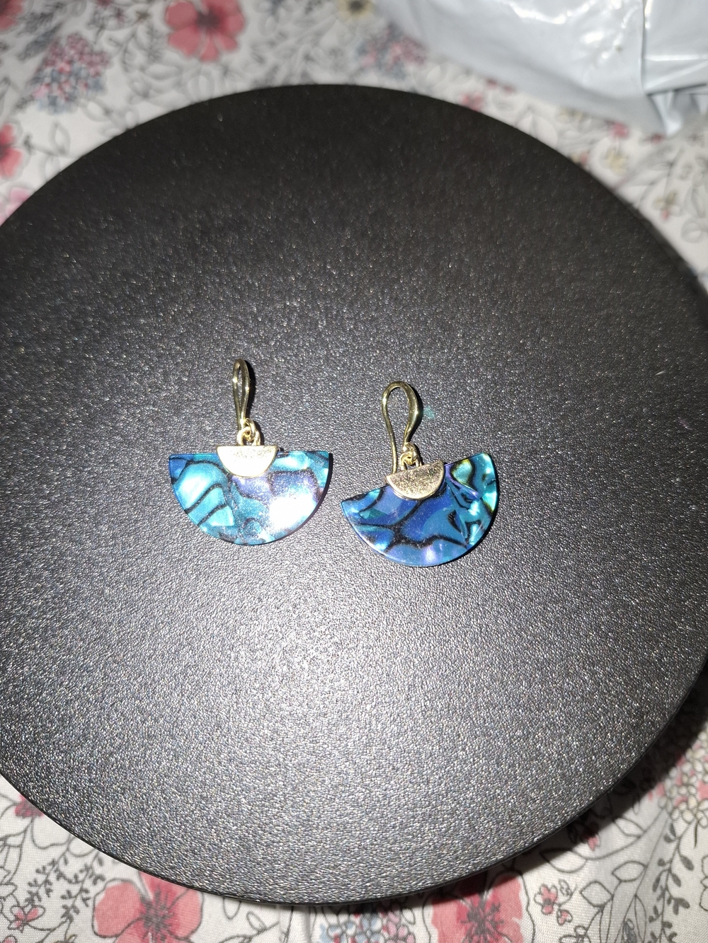 Blue Abalone Fan Drop Earrings - Women Jewelry